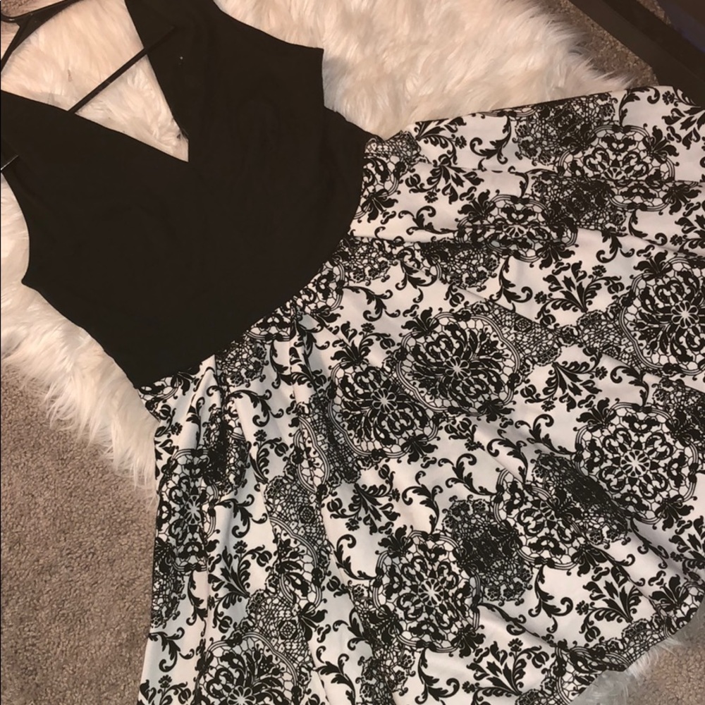 Black and White Velvet Dress